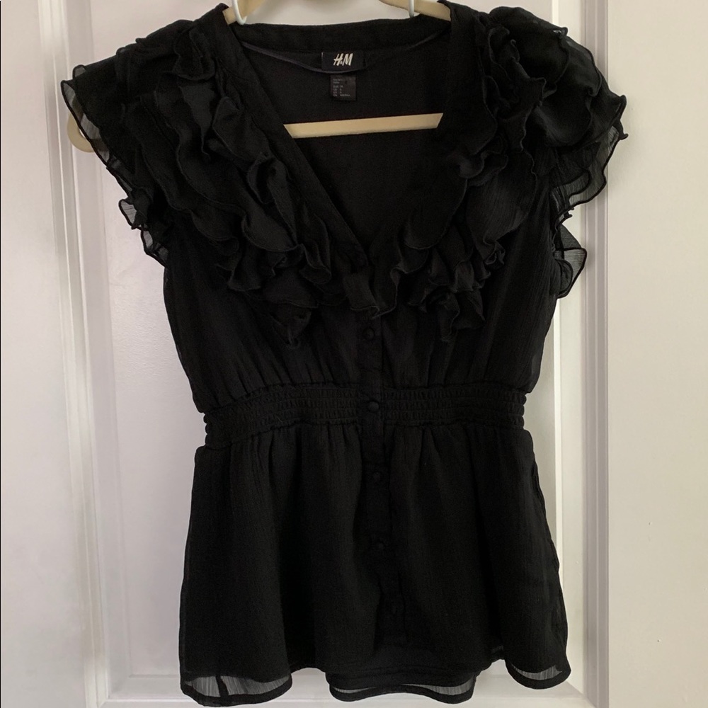 Black ruffled top